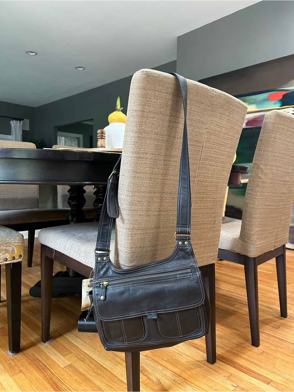 Fossil Black Leather Messenger Crossbody NWT and vintage. Impossible to find!